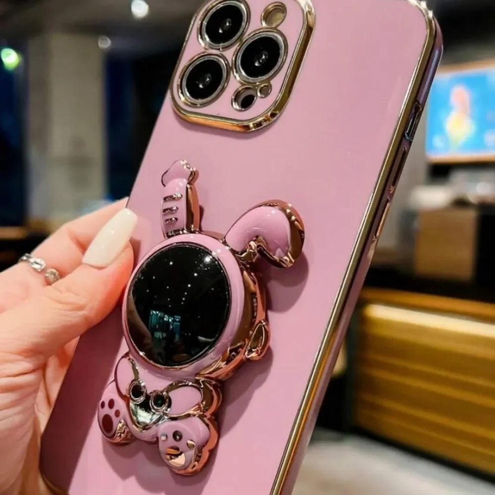 3for$20 Plating Phone Case With Rabbit Design Stand-Out Grip 15 pro max